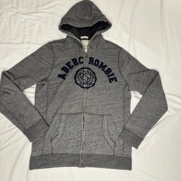 Abercrombie & Fitch VTG Muscle Hoodie Men’s Large Gray Y2K Mallcore Collegiate - Picture 15 of 16
